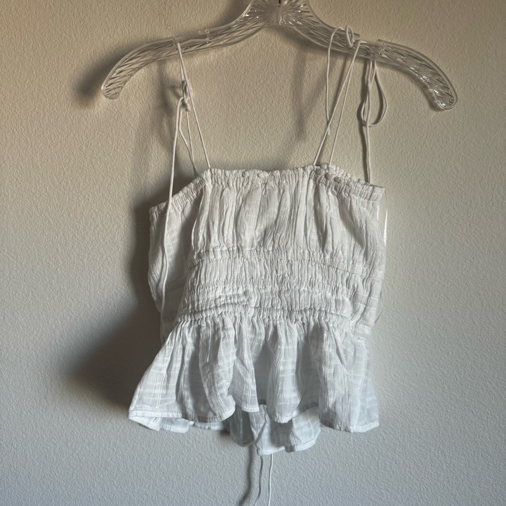 J. Crew White Ruched Peplum Tie-Strap Camisole - Picture 10 of 11